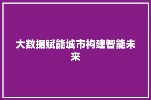 大数据赋能城市构建智能未来  第1张