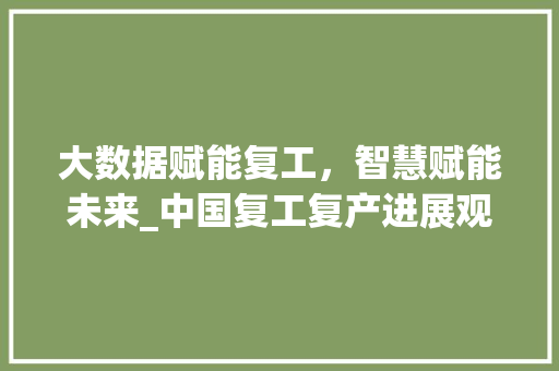 大数据赋能复工，智慧赋能未来_中国复工复产进展观察