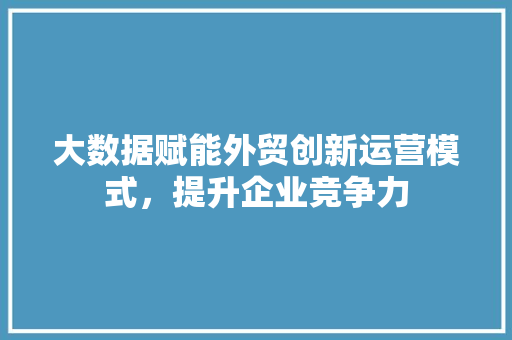 大数据赋能外贸创新运营模式，提升企业竞争力  第1张