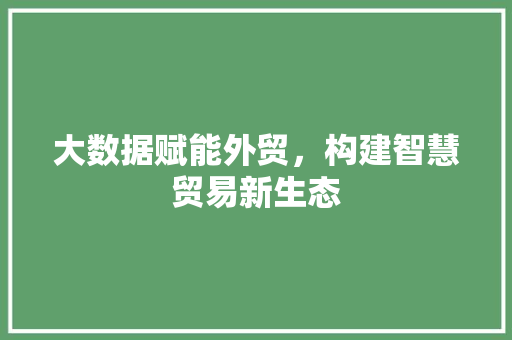 大数据赋能外贸，构建智慧贸易新生态  第1张