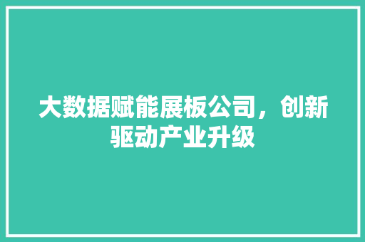 大数据赋能展板公司，创新驱动产业升级