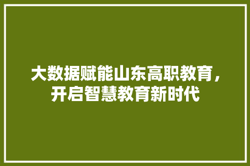 大数据赋能山东高职教育，开启智慧教育新时代