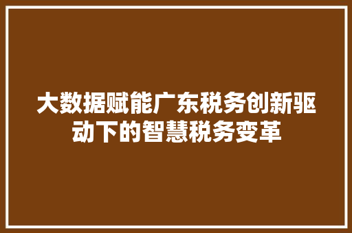 大数据赋能广东税务创新驱动下的智慧税务变革  第1张