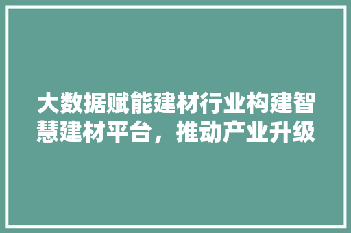 大数据赋能建材行业构建智慧建材平台，推动产业升级