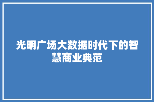 光明广场大数据时代下的智慧商业典范