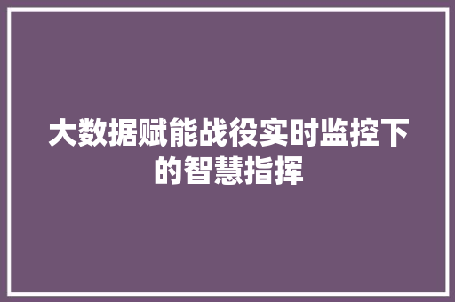 大数据赋能战役实时监控下的智慧指挥