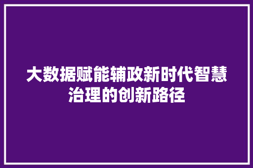大数据赋能辅政新时代智慧治理的创新路径