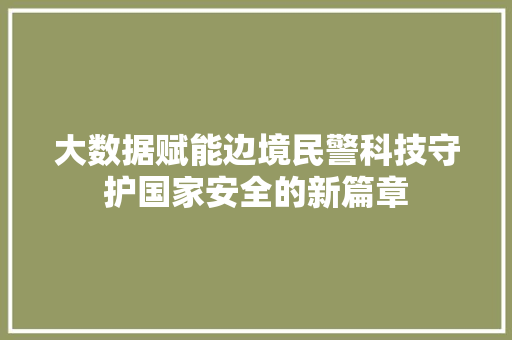 大数据赋能边境民警科技守护国家安全的新篇章
