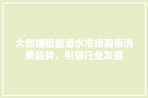 大数据赋能酒水市场洞察消费趋势，引领行业发展