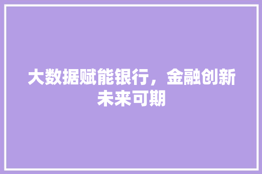 大数据赋能银行，金融创新未来可期  第1张