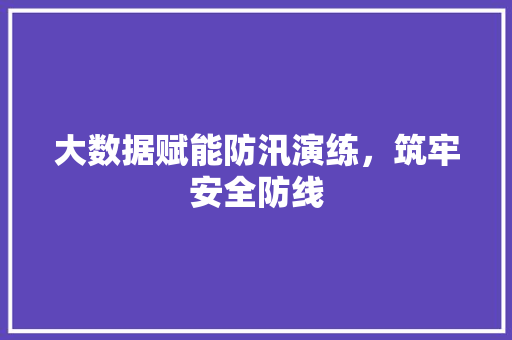 大数据赋能防汛演练，筑牢安全防线