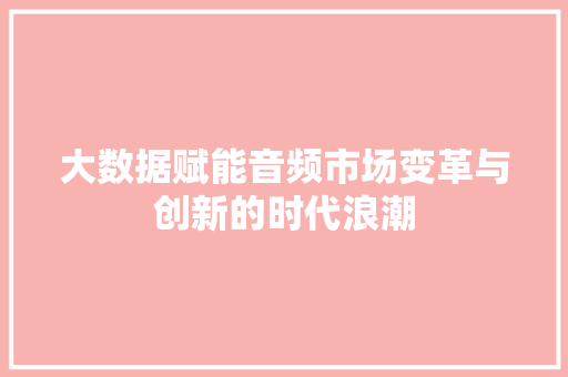 大数据赋能音频市场变革与创新的时代浪潮