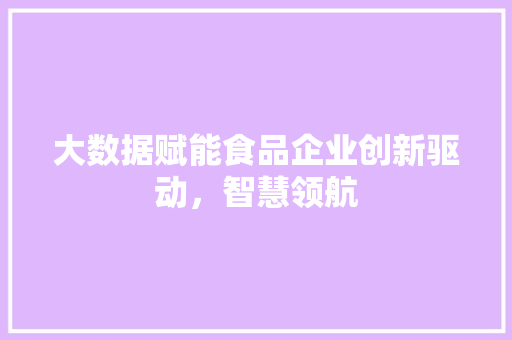 大数据赋能食品企业创新驱动，智慧领航  第1张
