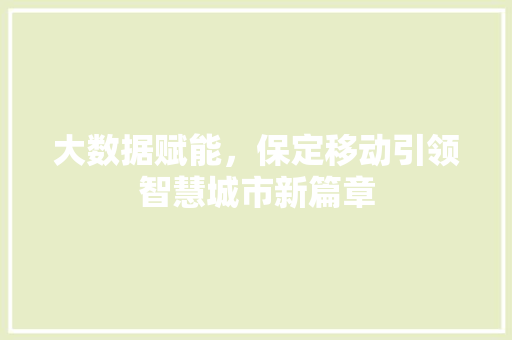 大数据赋能，保定移动引领智慧城市新篇章