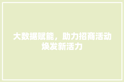 大数据赋能，助力招商活动焕发新活力  第1张