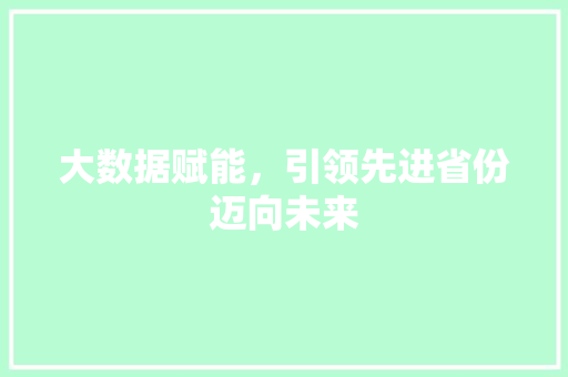 大数据赋能，引领先进省份迈向未来