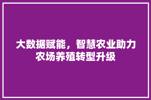 大数据赋能，智慧农业助力农场养殖转型升级