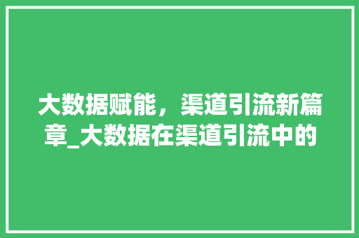大数据赋能，渠道引流新篇章_大数据在渠道引流中的独到之处  第1张