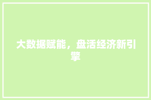 大数据赋能，盘活经济新引擎