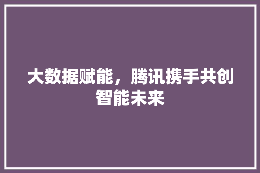 大数据赋能，腾讯携手共创智能未来  第1张