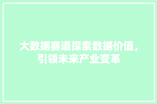 大数据赛道探索数据价值，引领未来产业变革  第1张