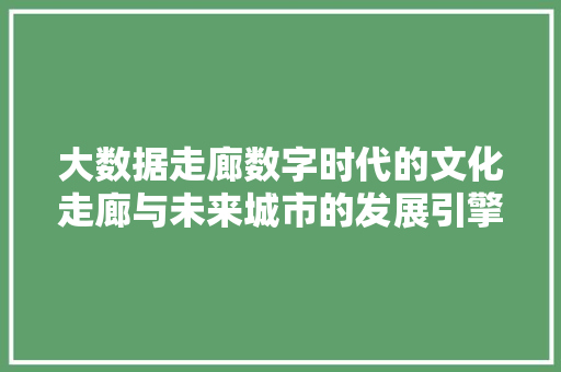 大数据走廊数字时代的文化走廊与未来城市的发展引擎