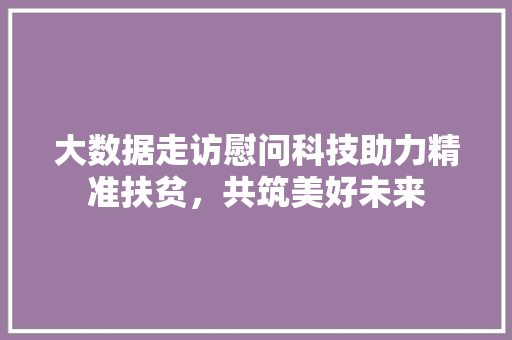 大数据走访慰问科技助力精准扶贫，共筑美好未来