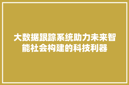 大数据跟踪系统助力未来智能社会构建的科技利器