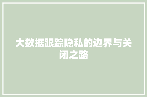 大数据跟踪隐私的边界与关闭之路