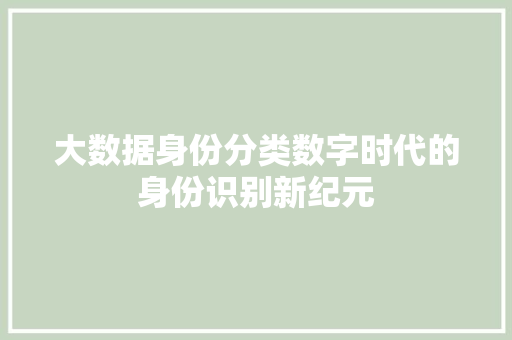 大数据身份分类数字时代的身份识别新纪元
