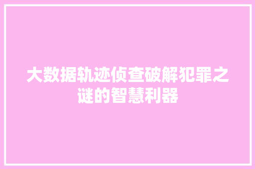 大数据轨迹侦查破解犯罪之谜的智慧利器  第1张