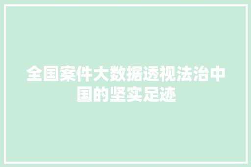 全国案件大数据透视法治中国的坚实足迹  第1张