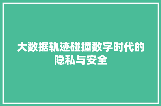 大数据轨迹碰撞数字时代的隐私与安全  第1张