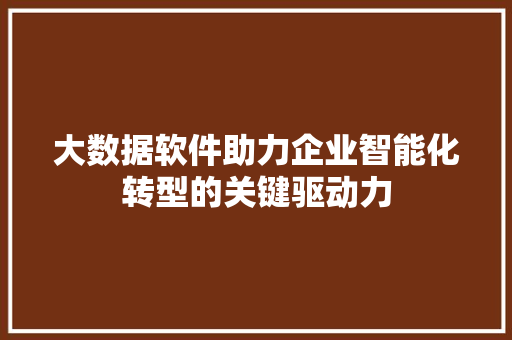 大数据软件助力企业智能化转型的关键驱动力