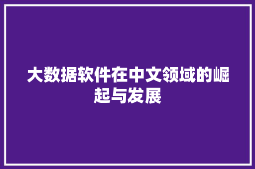 大数据软件在中文领域的崛起与发展