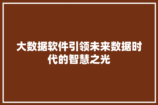 大数据软件引领未来数据时代的智慧之光  第1张