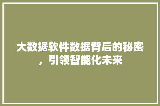 大数据软件数据背后的秘密，引领智能化未来