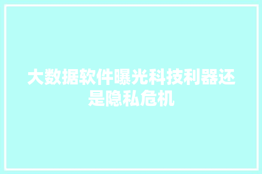 大数据软件曝光科技利器还是隐私危机  第1张