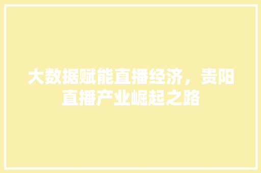 大数据赋能直播经济，贵阳直播产业崛起之路  第1张