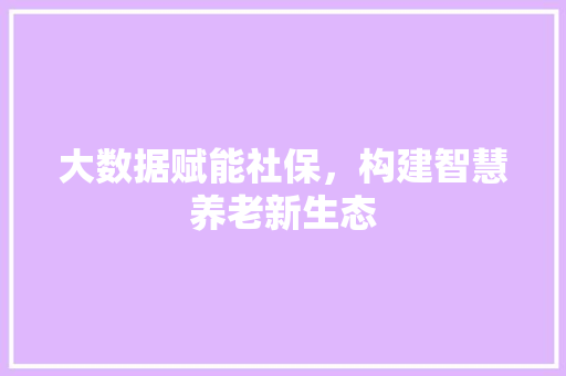 大数据赋能社保，构建智慧养老新生态  第1张
