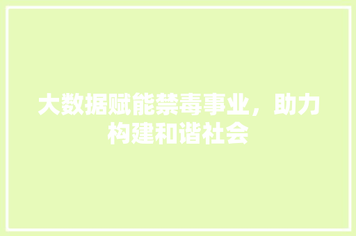 大数据赋能禁毒事业，助力构建和谐社会