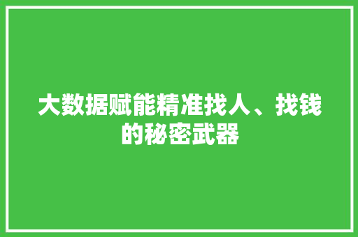 大数据赋能精准找人、找钱的秘密武器  第1张