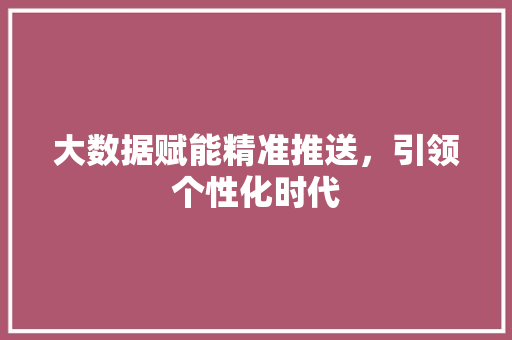 大数据赋能精准推送，引领个性化时代  第1张