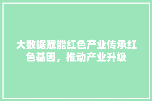 大数据赋能红色产业传承红色基因，推动产业升级  第1张