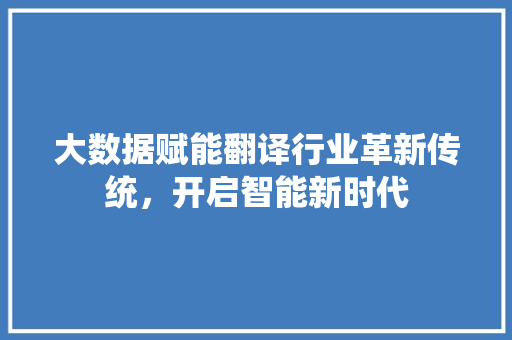 大数据赋能翻译行业革新传统，开启智能新时代