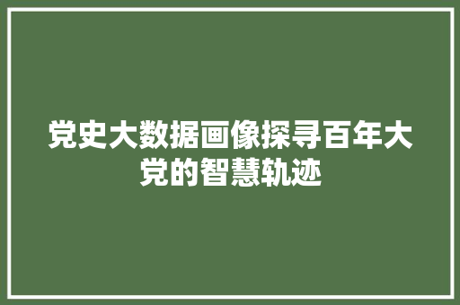 党史大数据画像探寻百年大党的智慧轨迹