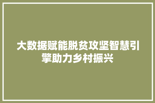 大数据赋能脱贫攻坚智慧引擎助力乡村振兴