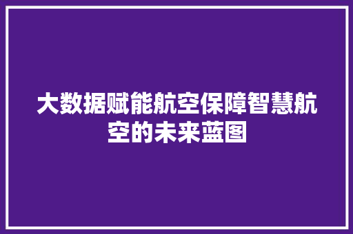 大数据赋能航空保障智慧航空的未来蓝图  第1张