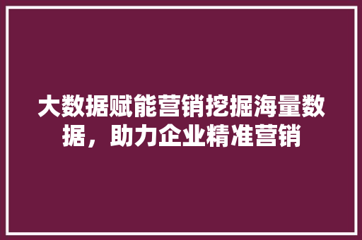 大数据赋能营销挖掘海量数据，助力企业精准营销  第1张