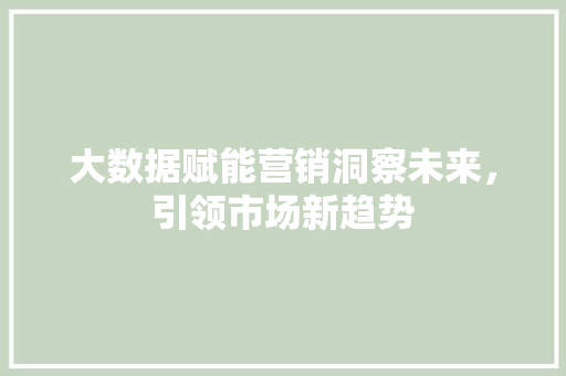 大数据赋能营销洞察未来，引领市场新趋势  第1张